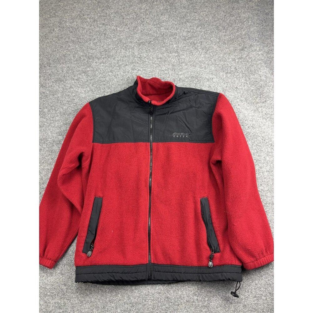 Vintage Eddie Bauer Jacket Mens Medium Red Black EBTEK Fleece Zip Outdoor 90s